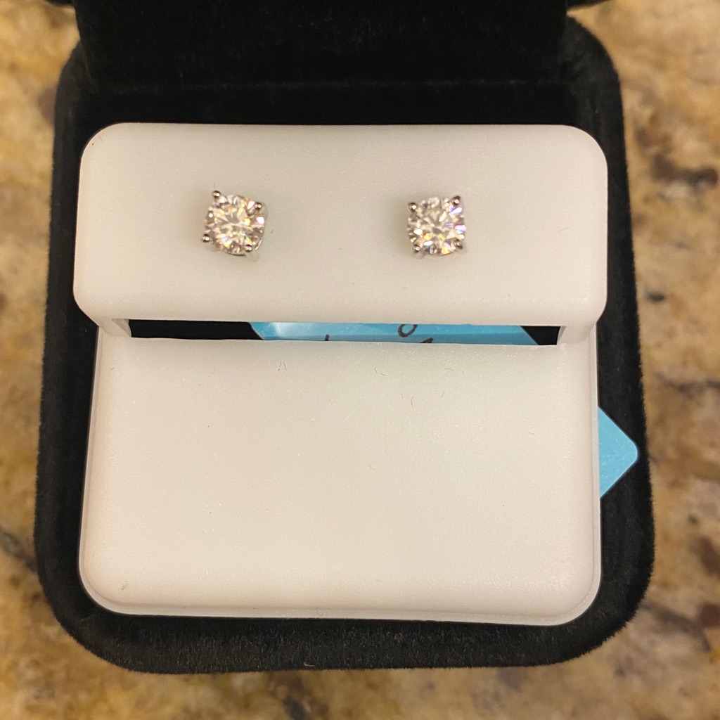 Dainty Moissanite & Silver Stud Earrings